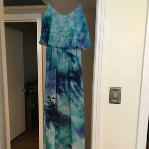 Blue tye dye maxi dress